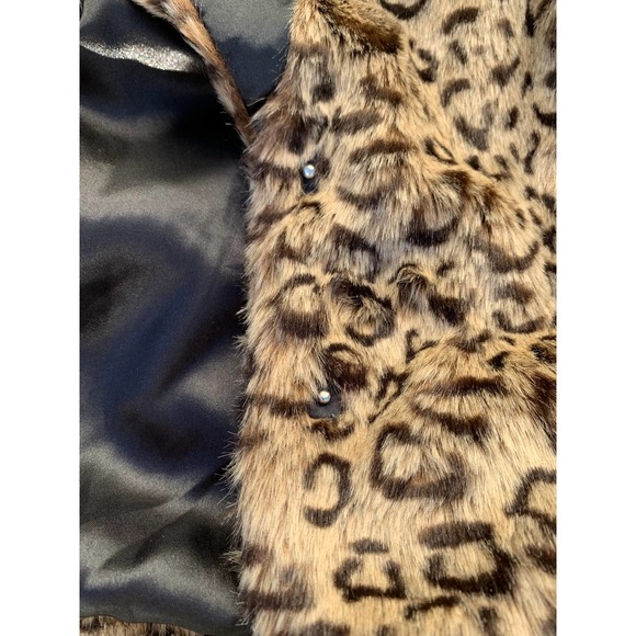 Faux Fur Plush Leopard Coat Fall Winter Retro 50s 60s Rockabilly Punk Glam Goth - Picture 9 of 10